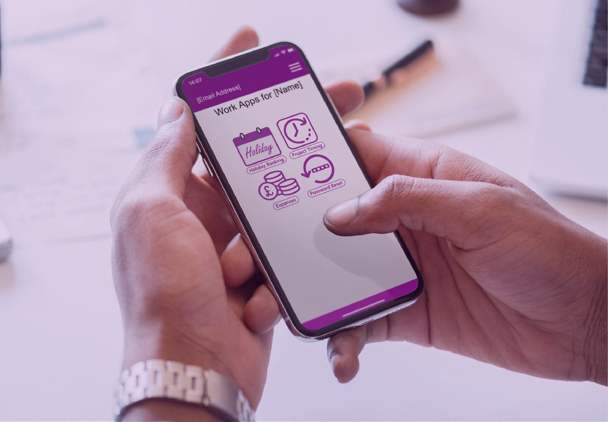 Employee using My Kazzi Apps on a phone